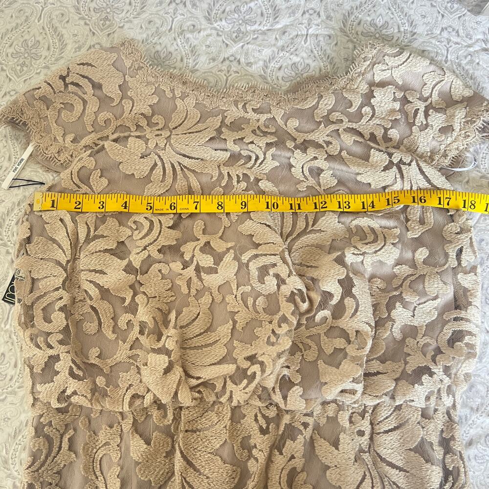TADASHI SHOJI Greta Sand Lace Tie Waist Dress Size 12 - Picture 14 of 16
